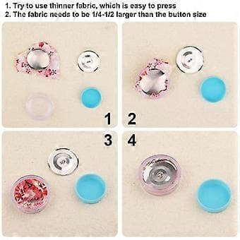 100 Pcs Button Covers, Button Cover Kit with 5 Different Sizes of Buttons and Tools to Make Your Own Button
