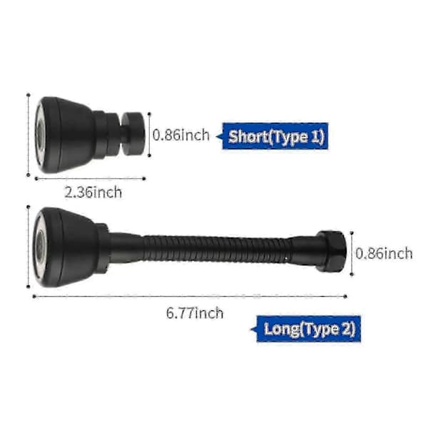 Kitchen Faucet Spray Head 360 Degree Rotating 3 Modes Water Saving Splash-proof for Kitchen Bathroom Black Short Short