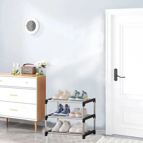 Small Shoe Rack, Stackable 3-Tier Shoe Rack, Shoe Storage, Lightweight Shoe Rack-FA-