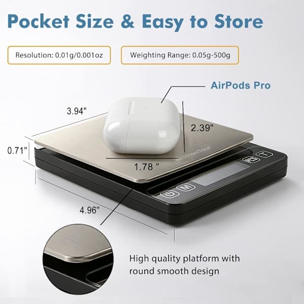 Digital Kitchen Scale - 500g/0.01g High Precision Scale for Jewelry