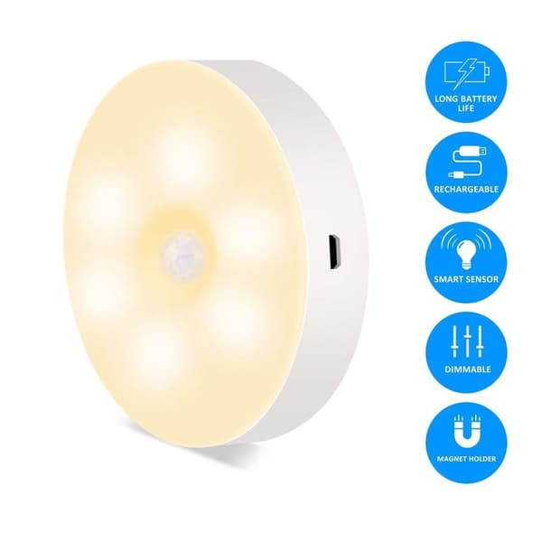 LED-nattlys med bevegelsessensor | USB-oppladbart nattlys med magnet for KLB