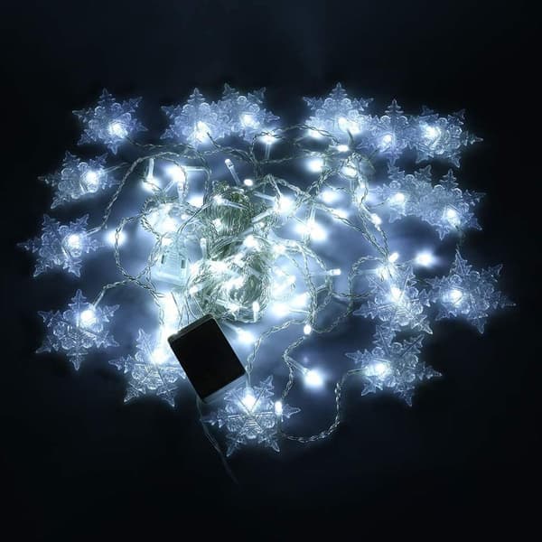 Snefnug gardinlamper, 3,5m, 96 LED-lyskæder, 8 belysningstilstande