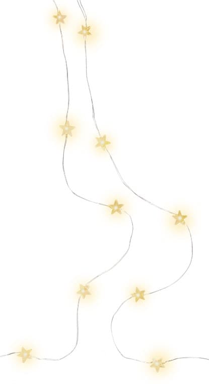 20 LED string lights with silver wire \"Stars\"