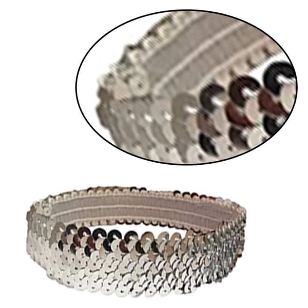 12 stk. Pailletpandebånd elastisk stretch glimmer mode pandebånd sølv