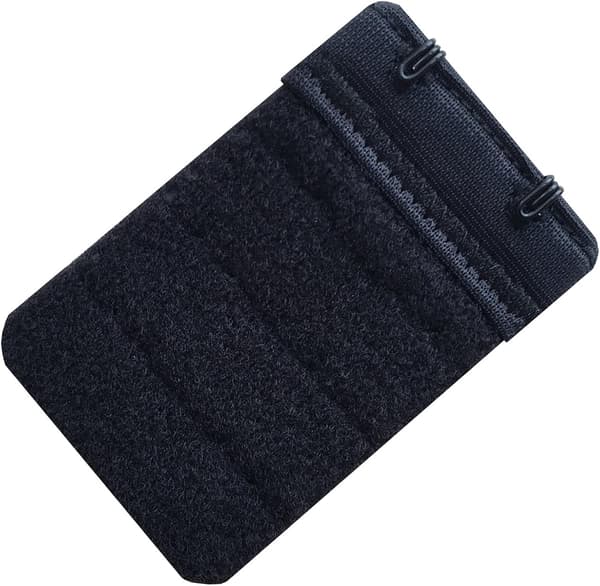 Sort 3-pak bløde, komfortable BH-forlængere til kvinder, 2 kroge, 6,1 cm x 3,8 cm