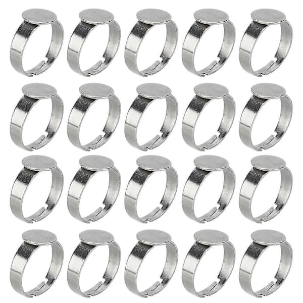 20 stk. ringemner justerbare fingerringe runde rustfrit stål DIY smykkefremstillingsmaterialer