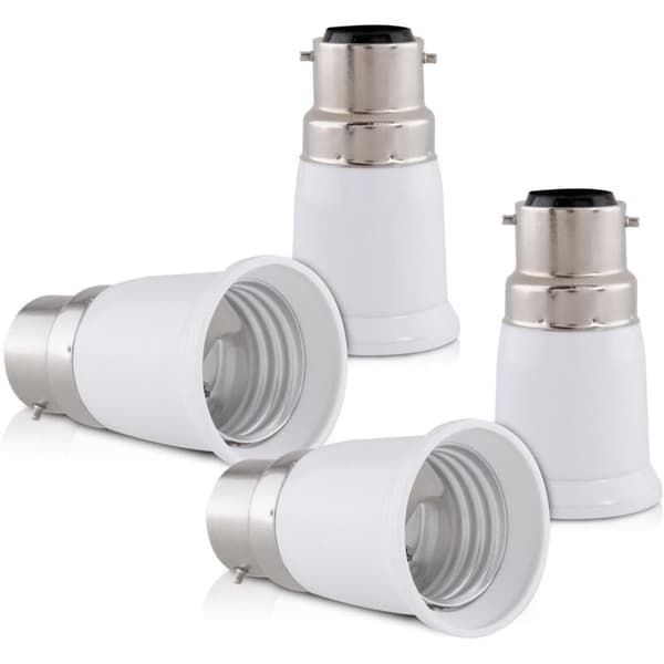 4x Sokkeladapter - B22 til E27 Sokkelkonverterer - Bajonettfatning Lampeholderadapter for LED Halogenlampe