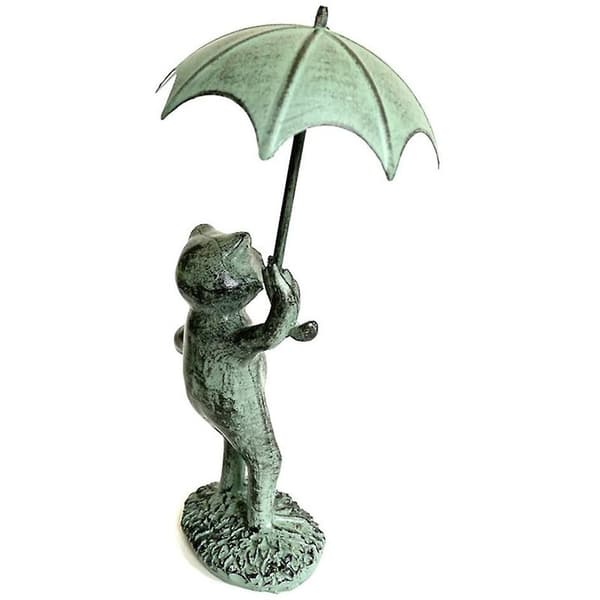 Haveparaply frøstatue, indendørs og udendørs dekoration