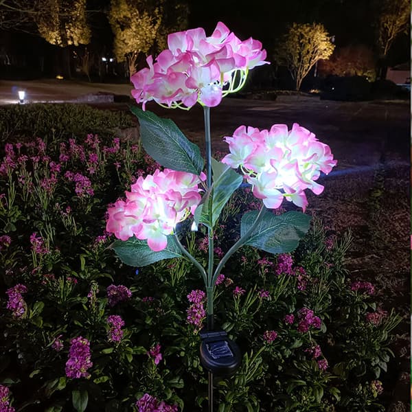 2-pak solcellelamper til udendørs brug, farverige, hortensia blomsterlys