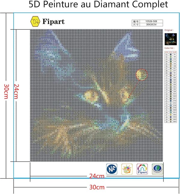 Diamantmaleri, 5D DIY Diamantmaleri Digital Vægdekorsæt, Sort Kat (30x30 cm)
