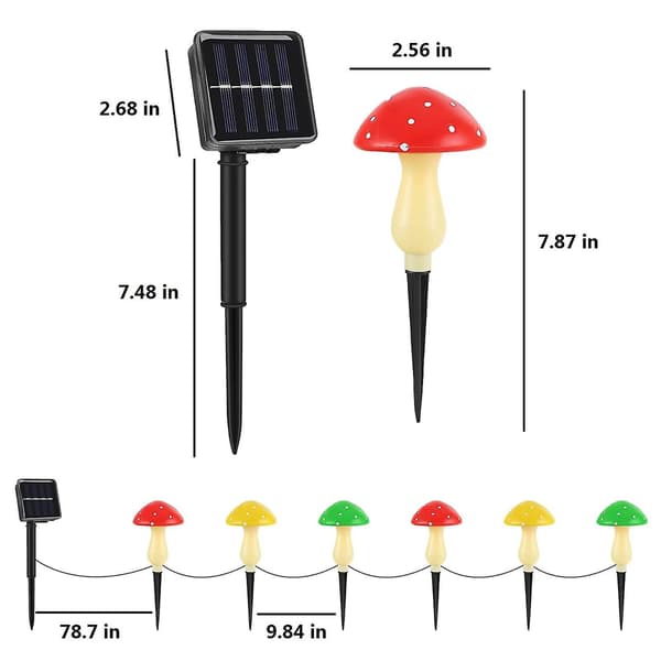 Sesong- og høytidsdekorasjoner Utendørs Solcelle-sopplamper LED Solcellehagepynt Spydlamper Fargede Lamper 8 Moduser Utendørs Vanntett Solenergi