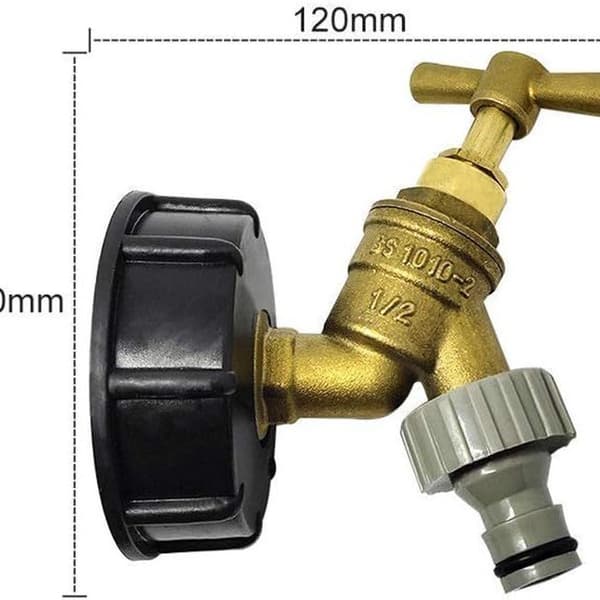 S60X6 Messinki IBC-säiliö puutarhahana-adapteri 1/2 \" letkulla KLB