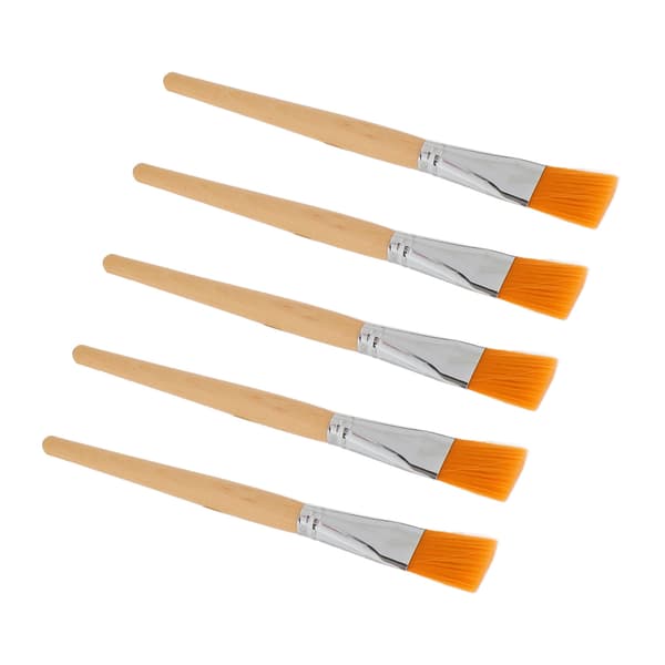 5 Pcs Face Application Makeup Brushes, Soft DIY Wooden Handles, Cosmetic Fan Brush Set for Mud Mask