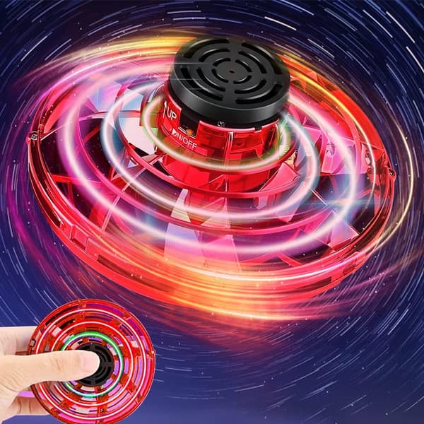 Håndstyret Flyvende Spinner - RGB UFO Drone - Indendørs/Udendørs Legetøj til Børn/Voksne (Rød)