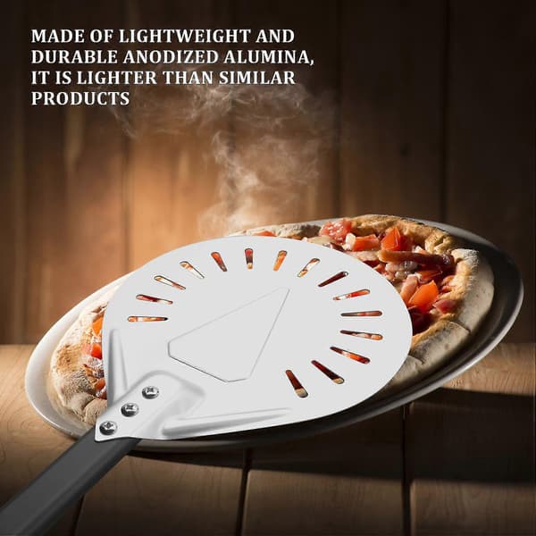 Langt håndtak 9 tommer perforert avtakbar pizzavender pizzaspade aluminium pizzaspade