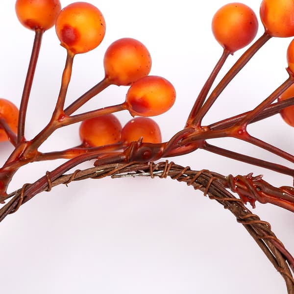 Autumn's Best, Vibrant Artificial Orange Berries, Rustic Seasonal Decoration, Fall Candle Rings for Thanksgiving Dinner Table Centerpiece