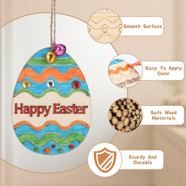 Påskepynt Håndværk til Børn, 264 Stykker Påskehåndværk til Børn, Påske Trævedhæng, Påske Håndværkssæt til Børn, med Akvareller