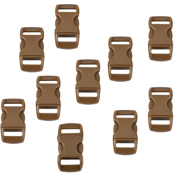 10 x 10 mm buede sideutløserspenner Paracord armbåndstropper, kaffe