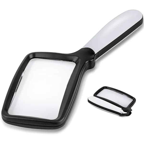 NA/Foldable Handheld Magnifying Glass with Light, 3X Large Rectangular Reading Magnifier with Dimmable LED for Seniors