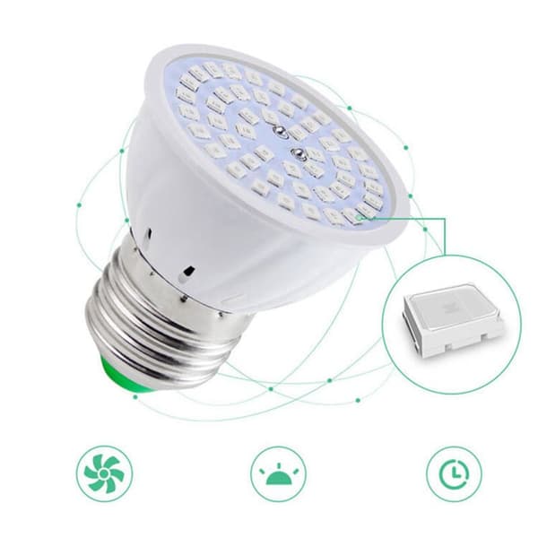 2X E27 80 LED Vækstlampe LED Vækstlys Fuldspektrum Phyto Blomsterfrøplante til Indendørs Hydroponiske Planter