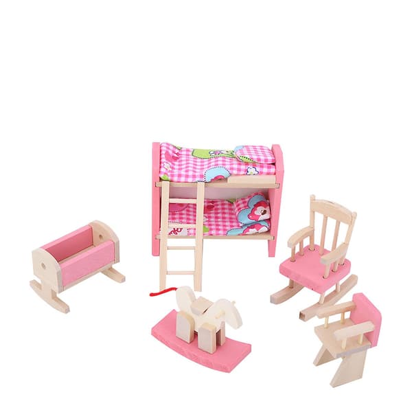 Miniatyrmøbler i tre i skala 1:12 - Tilbehør til dukkehus, barnerom