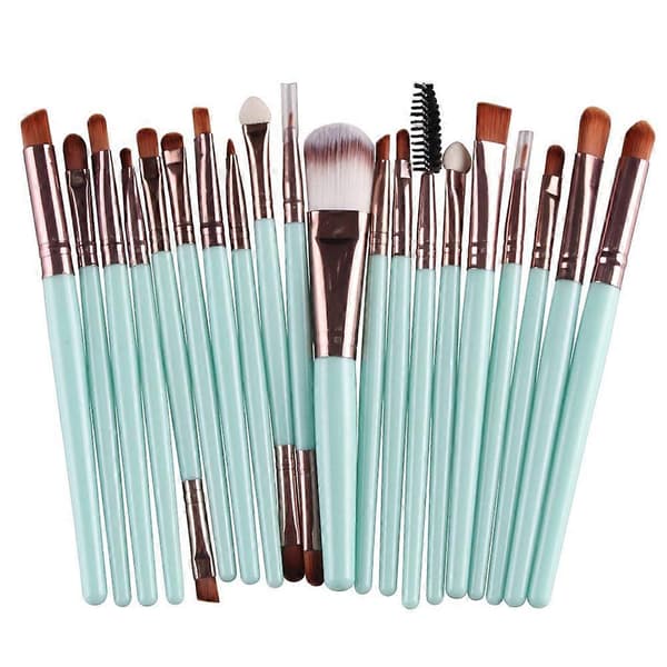20 st sminkborstset verktyg smink necessär kit ull sminkborstset (silver)