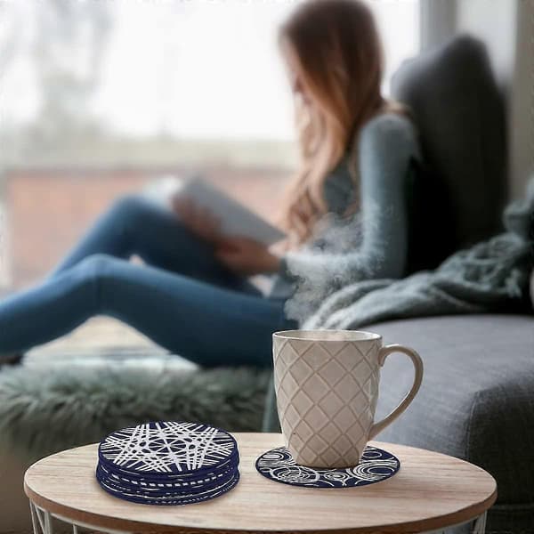 Drikkeunderlegg – Sett med 8 blå, runde silikonunderlegg 10 cm, sklisikker koppmatte for kaffe, te, øl og vin