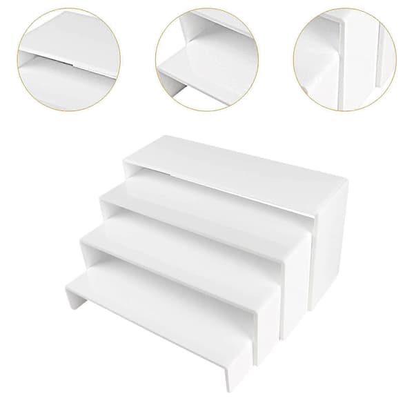 4x Akryl Display Riser Showcase Buffet Riser for Samlinger Parfyme Ringer