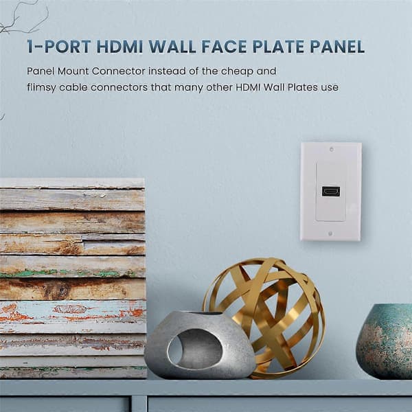 Ny 1-Port HDMI Vægplade Panel Cover Samledåse Forlænger 3D 1080P Hvid