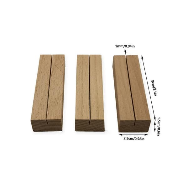 12-pack Trä Placeringskortshållare för Bröllopsbord, Äkta Trä Bordsnummerhållare, Menyhållare, Solid Bas och Elegant Design