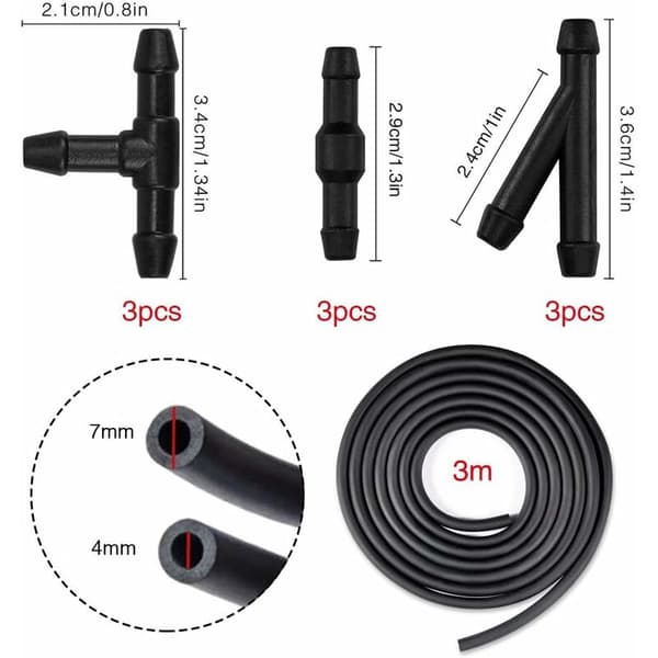 3m Vindrutespolarslang Kit med 9 Munstyckstätningar, Flexibel Sprayslang för Torkare & Dimljus