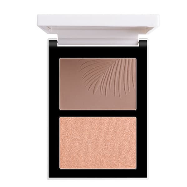2-farvet highlighterpudder ansigtskontur bronzer blush lysere makeup #3