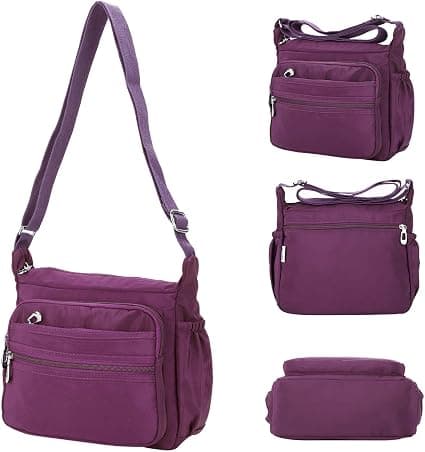 (S, Lila) Nylon Dameveske Vanntett Multi-Pocket M
