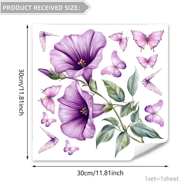Statisk fönsterdekal - 30x30 cm - Blommönster - PVC - D - Inget lim behövs