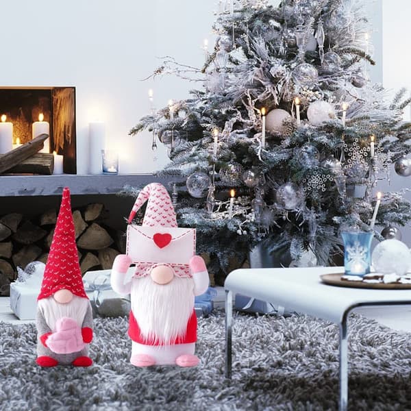 Valentinsdag hjerteformet kuvert med ansigtsløs nisse Rudolph-pynt KLB