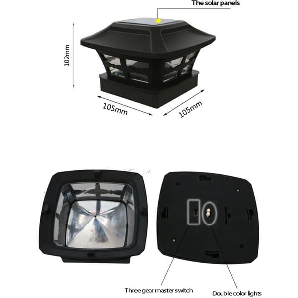 Solar Post Light 2 Lighting Modes LED Deck Fence Post Cap Light for Wooden Posts Garden Decoration Warm White