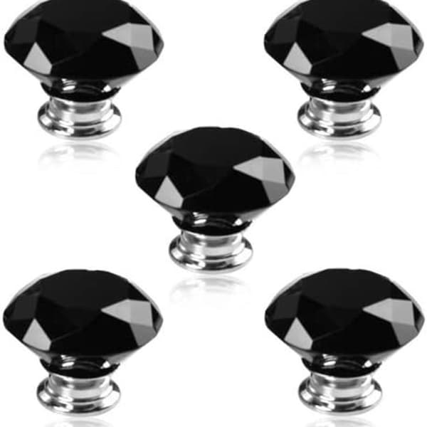 10 stk/Diameter 30 mm Sort Krystal Dørknop Knop Skab Skuffe Møbler