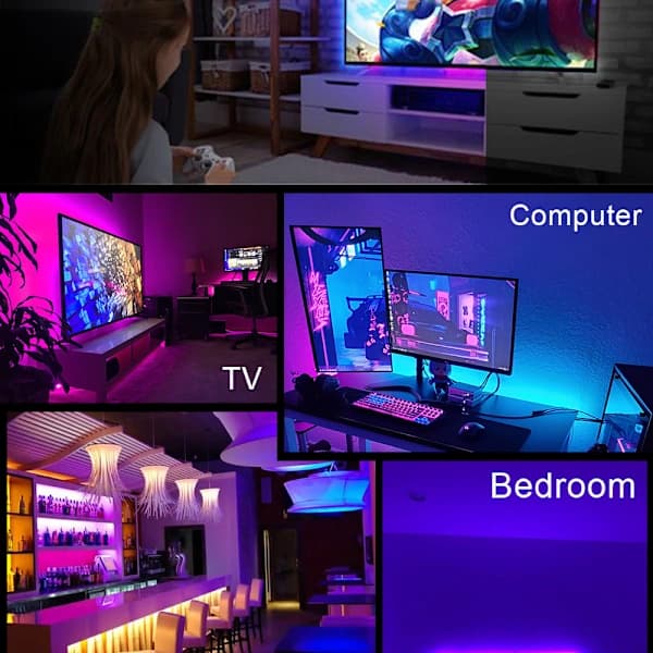 Rolling LED Strips 15m Ultra Long Music Sync, App Control with Remote Control, RGB Tape for Bedroom [Energy Class A++]