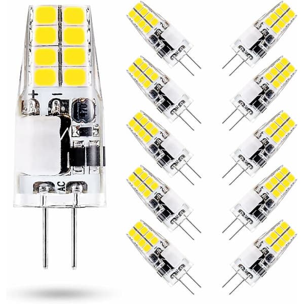 G4 LED Bulb 3W, 6000K Cool White, 12V AC/DC, 300 Lumens, 10-Pack