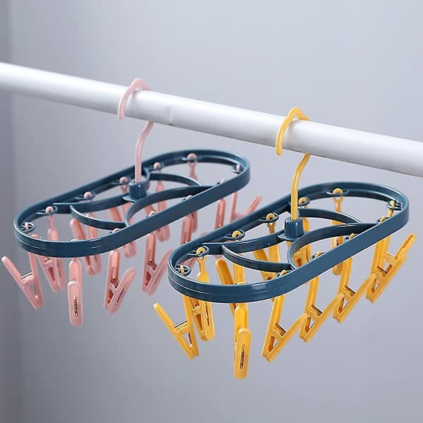 2-pack Drying Rack, Clothes Dryer, Plastic Drying Rack with 12 Clips, Portable Drying Rack