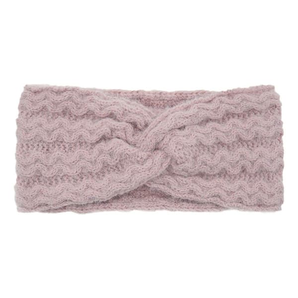 Knitted Women's Headband with Bow and Cable Pattern