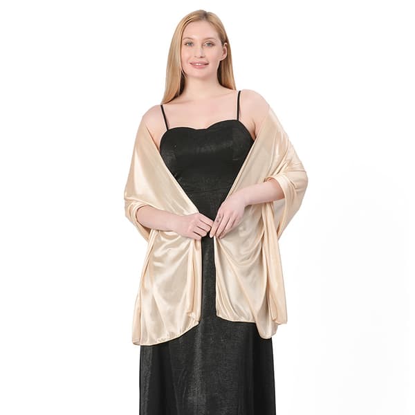 Dame sateng silkesjal og kappe 200*70CM - Champagne-gull