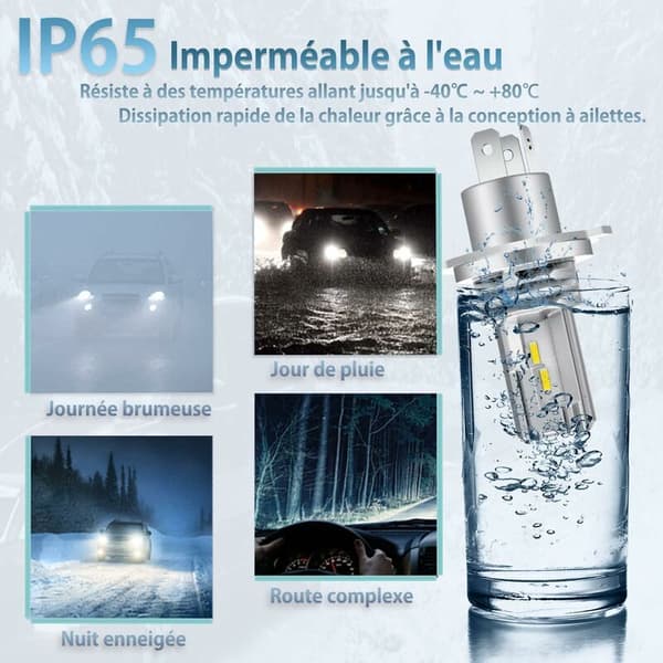 Debuns – H4 LED Bulb 6500K White – 12V-24V – Dual High/Low Beam – 300% Brighter Than Halogen – Plug-and-Play Installation