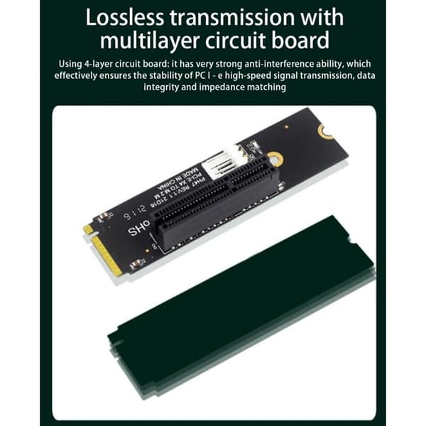 NGFF M.2 til PCI-E 4X Riser-kort M2 M Key til PCIe X4 Adapter med LED-indikator SATA Power Riser til Mining
