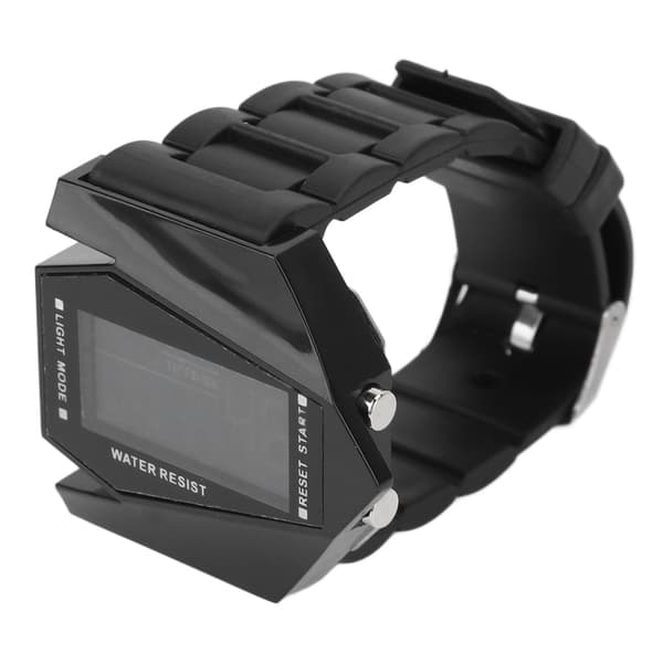 Sport Electronic Watch Date Display Alarm Function Airplane Style Waterproof LED Electronic Watch for Boys Black