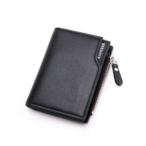 Cardholder with Zipper Multi Card Slots Vertical Mini Snap Coin Purse Black
