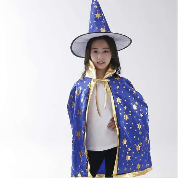 1 pc Halloween Five-Star Cosplay Cloak Party Creative Cape Performance Costume M Blue M Blå