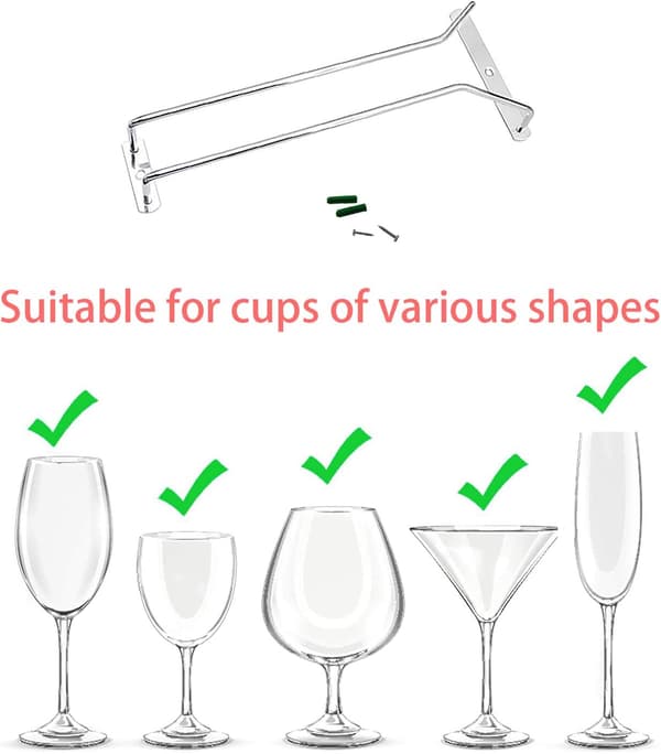 Stainless Steel Undercabinet Wine Glass Holder, Easy-Install Stemware Organizer with Wire Rack for Versatile Use