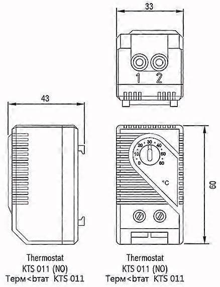 KTS011 0-60 Kompakt Mekanisk Termostat Sensor Temperaturregulator NY