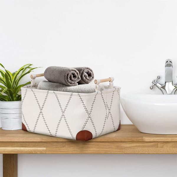 Storage Baskets with Wooden Handles, Storage Baskets for Home Office, Clothing Storage Shelves L